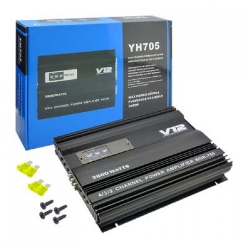 YH705 Ενισχυτής Αυτοκινήτου V12 Τετρακάναλος 3800W 4/3/2