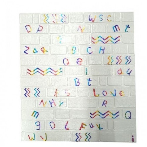 Άσπρα πολύχρωμα γράμματα Ταπετσαρίες αυτοκόλλητες αδιάβροχες 77x70cm 