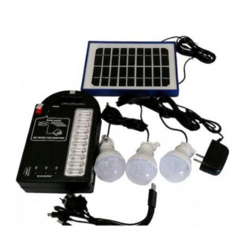Ηλιακό Πακέτο Φωτισμού-Φακός-Φορτιστής Πάνελ-3 Λάμπες GDPLUS-999