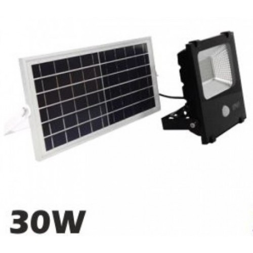 Ηλιακός Φωτοβολταϊκός Προβολέας LED 30W 1800lm 180° Αδιάβροχος IP65 με Αισθητήρα Κίνησης