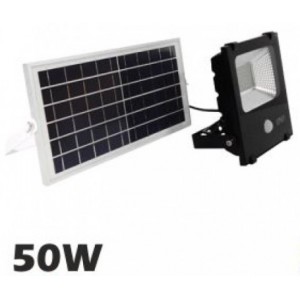 Ηλιακός Φωτοβολταϊκός Προβολέας LED 50W 3000lm 180° Αδιάβροχος-Αισθητήρα Κίνησης 