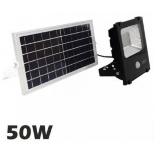 Ηλιακός Φωτοβολταϊκός Προβολέας LED 50W 3000lm 180° Αδιάβροχος-Αισθητήρα Κίνησης 