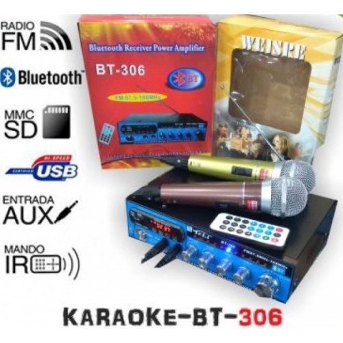 KARAOKE BT-306 PARTY 2 Μικρόφωνα +1 Ενισχυτή 160W 