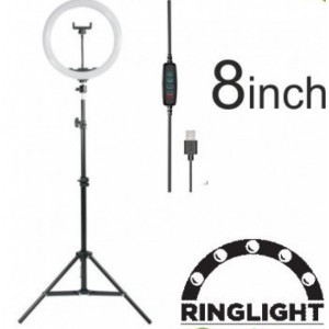 RING LIGHT 8" Επαγγελματική βάση Φωτογραφικού τρίποδα Φωτισμού LED 20 cm