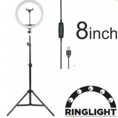 RING LIGHT 8" Επαγγελματική βάση Φωτογραφικού τρίποδα Φωτισμού LED 20 cm