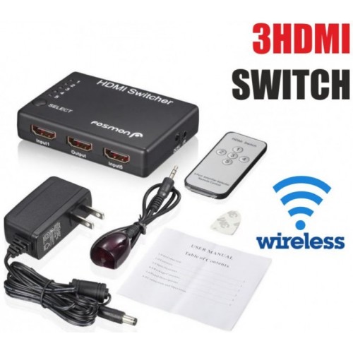 Αντάπτορας-Διακλαδωτής 3 Θύρες HDMI Χειριστήριο Switch 3x to 1 HDMI 4K Ultra HD