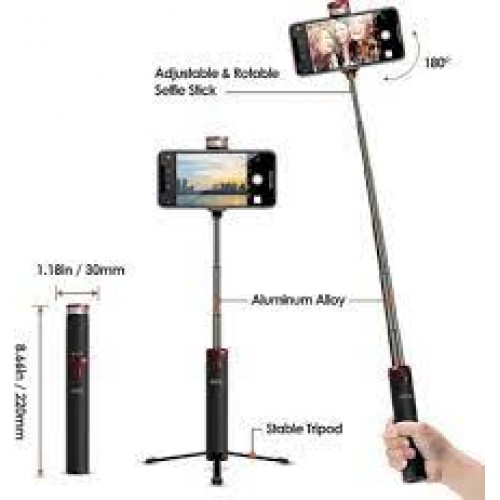 EZRA Ασύρματο Τρίποδο Selfie Stick με Φλας Φωτισμό Bluetooth