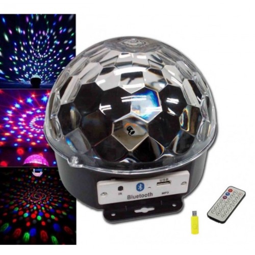  ΦΩΤΙΣΤΙΚΟ ΜΙΣΗ ΜΠΑΛΑ LED MAGIC CRYSTAL BALL MP3 BLUETOOTH 6X3W USB REMOTE
