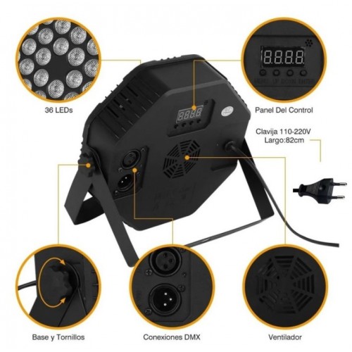 NEW SPOT PAR Προβολέας RGB LED 18W μουσική-κονσόλα DMX-512