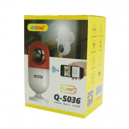 Κάμερα Τοίχου Wifi με Φως Andowl Q-S036 Άσπρη-Κόκκινη 5MP 