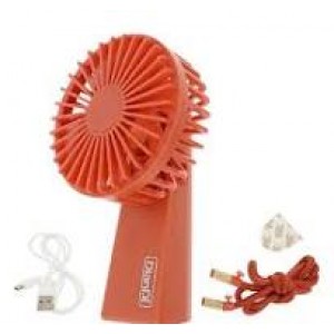 Φορητός mini επαναφορτιζόμενος ανεμιστήρας USB με κορδονάκι κοραλί SQ 2190