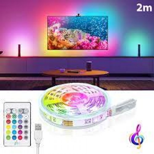 Λεντοταινία 2m. RGB κρυφού φωτισμού για T.V-κουζίνες με τηλεχειριστήριο 5050smd