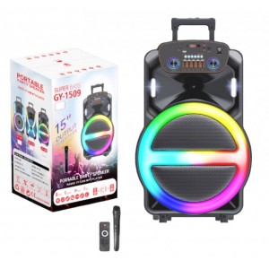 ΦΟΡΗΤΟ ΗΧΕΙΟ SUBWOOFER 15'' ΜΕ ΣΥΣΤΗΜΑ ΚΑΡΑΟΚΕ GY-1509