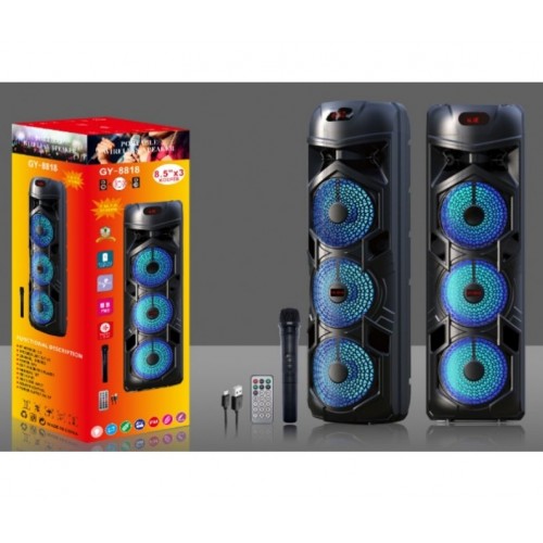 ΦΟΡΗΤΟ ΗΧΕΙΟ SUBWOOFER 3x8.5'' ΜΕ ΣΥΣΤΗΜΑ ΚΑΡΑΟΚΕ GY-8818