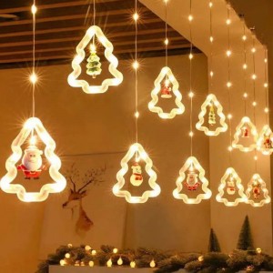 LED Χριστουγεννιάτικα φωτάκια κουρτίνα με φιγούρες Θερμό φως 3m 10L