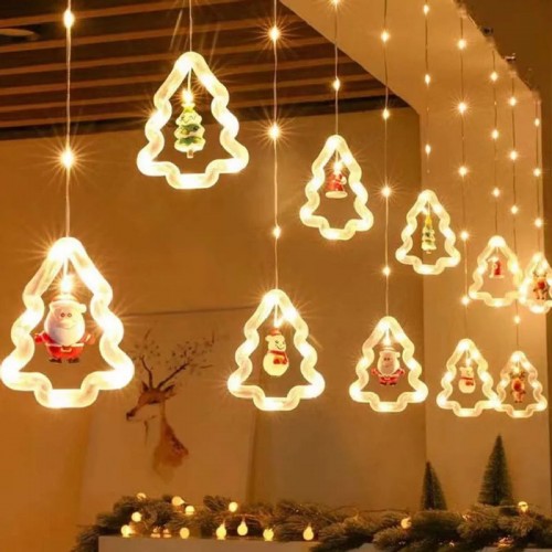 LED Χριστουγεννιάτικα φωτάκια κουρτίνα με φιγούρες Θερμό φως 3m 10L