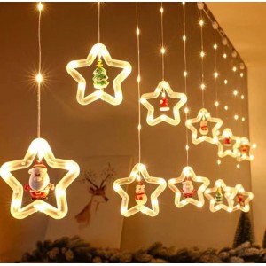 LED Χριστουγεννιάτικα φωτάκια κουρτίνα με φιγούρες 3m 10L