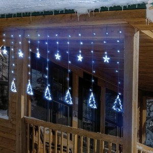 Χριστουγεννιάτικα Φωτάκια Κουρτίνα Δεντράκια & Αστεράκια Ψυχρό Χρώμα 3M 