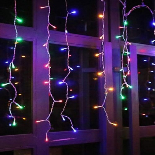 Χριστουγεννιάτικα Λαμπάκια Κουρτίνα LED 100L RGB με Διαφανές Καλώδιο