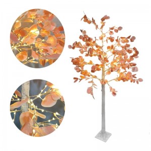 Led Φωτιζόμενο Δέντρο Λευκό με Πορτοκαλί Φύλλα 180cm