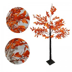 Led Φωτιζόμενο Δέντρο Καφέ με Πορτοκαλί Φύλλα 150cm