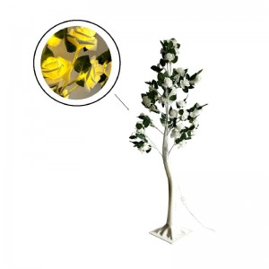 Led Φωτιζόμενο Χριστουγεννιάτικο Δέντρο Λευκό με Λουλούδια & Φύλλα Θερμό Φωτισμό 130cm