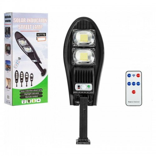 Στεγανό Ηλιακό Φωτιστικό Δρόμου IP65 με Ανιχνευτή Κίνησης, Αισθητήρα Φωτός και Τηλεχειριστήριο σε Μαύρο Χρώμα W777B