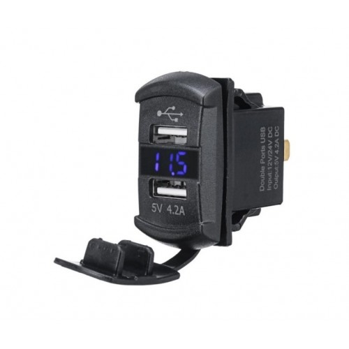 ΔΙΠΛΗ ΘΥΡΑ USB ΜΕ ΨΗΦΙΑΚΟ ΒΟΛΤΟΜΕΤΡΟ W16396-1