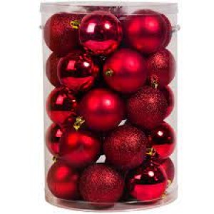 Πακέτο με 10 Xριστουγεννιάτικες Μπάλες 6εκ. κόκκινα