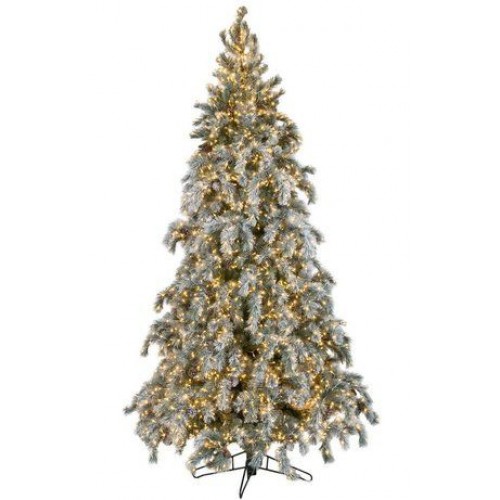 TR2-C Έτοιμα Στολισμένα-Φωτιζόμενα χριστουγεννιάτικα δένδρα-άσπρο στολισμό 2.1μ.