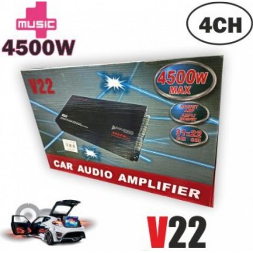 V22 Ενισχυτής 4500W Αυτοκινήτου 2-3-4 κανάλια