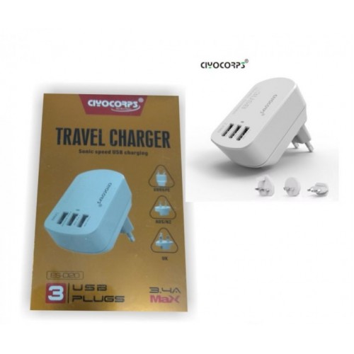 Ciyocorps 5V 3.1A 3-θύρα Smart Travel USB φορτιστής τοίχου 