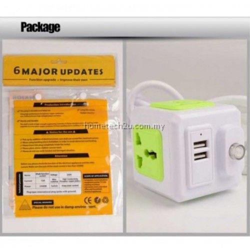 Έξυπνος-  Μαγικός Κύβος 4 Θέσεων για μπρίζες & 2 θύρες USB 10Amp 