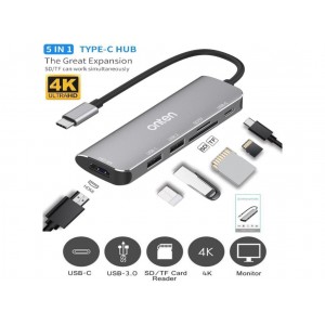 Onten Αντάπτορας OTN-95116( 5 in 1 )Type-C Multi Function Dock Station - ΓΡΚΙ