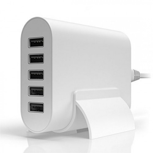 Μοντέρνος Επιτραπέζιος φορτιστής 5 USB 30w Ρεύματος Λευκός WB-023