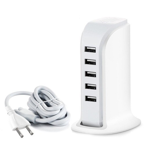 Μοντέρνος Επιτραπέζιος φορτιστής 5 USB 30w Ρεύματος Λευκός wb-196