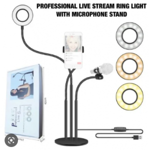ΔΙΠΛΗ ΒΑΣΗ LIVE STREAMING ΚΙΝΗΤΟΥ-ΜΙΚΡΟΦΩΝΟΥ-RING LIGHT 9CM