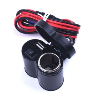 Φορτιστής 2 σε 1 μοτοσυκλέτας usb και αναπτήρας12V 