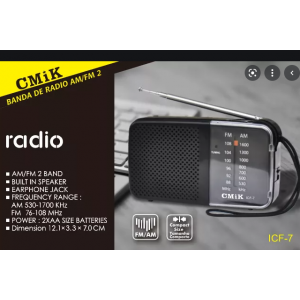 Ραδιόφωνο τσέπης με μπαταρία ICF-7 Ασημί-Μαύρο AM / FM
