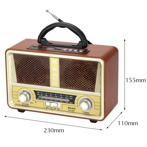 Ασύρματο Φορητό Ηχείο Vintage Ραδιόφωνο AM-FM – Meier M-112BT Ασύρματο Φορητό Ηχείο Vintage Ραδιόφωνο AM-FM – Meier M-112BT