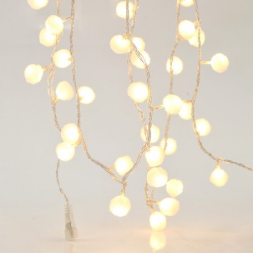 Βροχή 3x0.80 με 80 λαμπάκια led μπαλίτσες λευκές με θερμό φως Αδιάβροχα