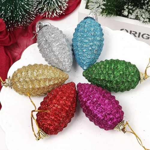 Χριστουγεννιάτικο στολίδι κουκουνάρι 6τμχ