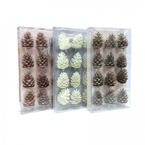 Σετ Χριστουγεννιάτικα Κουκουνάρια με Σκοινί για το Δέντρο 12τμχ