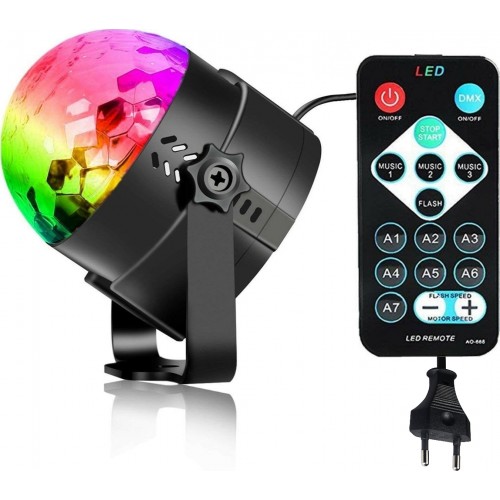 Videomax DJ Lights RGB LED Κρυσταλλική μαγική μπάλα Πολύχρωμη 9W ΑΣΥΡΜΑΤΗ