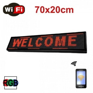 Ηλεκτρονική Πινακίδα Κυλιόμενη Επιγραφή LED WiFi Αδιάβροχη 70x20cm 