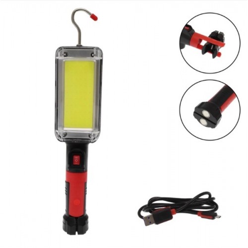 LED Επαναφορτιζόμενος φακός COB 20W 700LM USB Γάντζο-μαγνητική βάση 