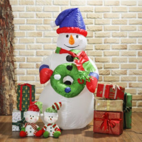 Χριστουγεννιάτικο Φουσκωτό Χιονάνθρωπος Εξωτερικού Χώρου Led Λαμπάκια 1.20Μ