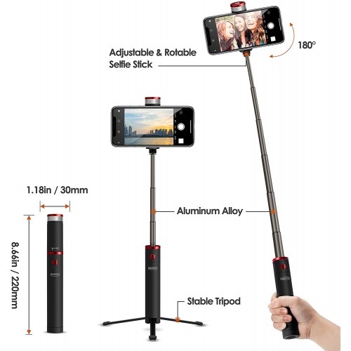 Τηλεχειριζόμενο Selfie Stick Τρίποδο Αλουμινίου ABS EZRA BST01 για Smartphone – Μαύρο