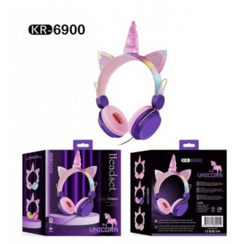 Παιδικά Ασύρματα Ακουστικά με αυτάκια-ρινόκερο KR-6900 Χρωματιστά