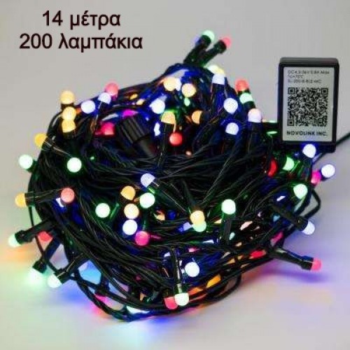 Λαμπάκια Χριστουγεννιάτικα πολύχρωμα 14 μέτρα / 200 λαμπάκια